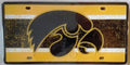 University of Iowa Hawkeyes Premium Laser Cut Tag License Plate, Vintage Design, Mirrored Acrylic Inlaid, 6x12 Inch