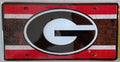 University of Georgia Bulldogs Premium Laser Cut Tag License Plate, Vintage Design, Mirrored Acrylic Inlaid, 6x12 Inch