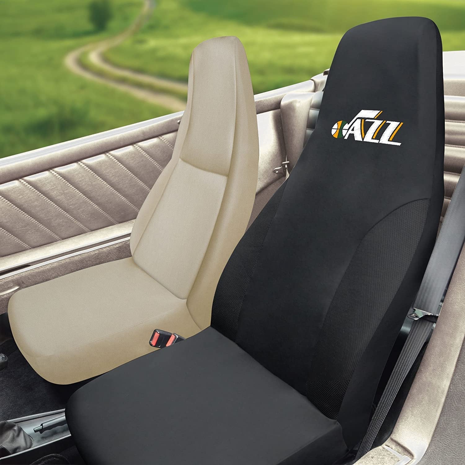 FANMATS NBA Utah Jazz Polyester Seat Cover, black, 20"x48"