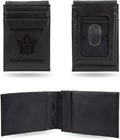 Toronto Maple Leafs Premium Black Leather Wallet, Front Pocket Magnetic Money Clip, Laser Engraved, Vegan