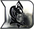 Duke University Demon Deacons Silver Chrome Color Auto Emblem Molded Raised Adhesive Tape Backing
