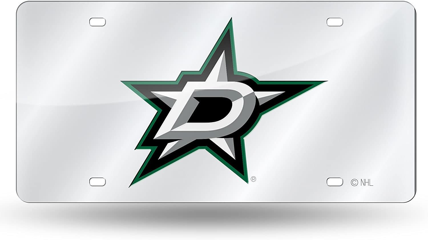 Dallas Stars Premium Laser Cut Tag License Plate, Mirrored Acrylic Inlaid, 12x6 Inch