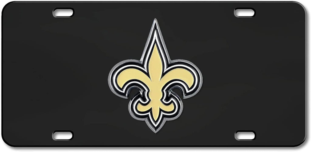 New Orleans Saints Metal License Plate Tag Die Cast 3D Black Stainless Steel