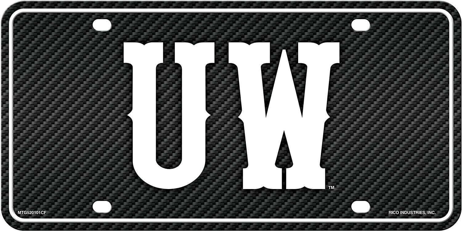 University of Wyoming Cowboys Metal Auto Tag License Plate, Carbon Fiber Design, 6x12 Inch