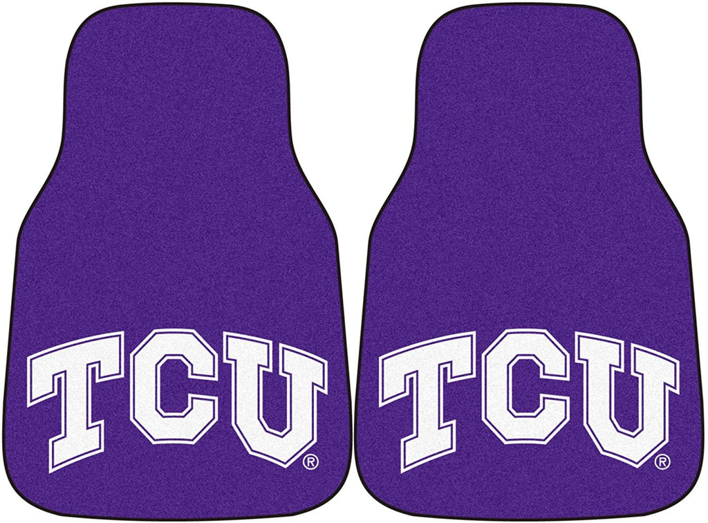Texas Christian University Horned Frogs TCU Front Floor Mats, Carpet Car Set, 18x27 Inch, Nylon, Set of 2