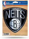 Brooklyn Nets 5 Inch Die Cut Flat Vinyl Decal Sticker Chrome Metallic Shimmer Adhesive Backing