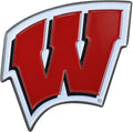 University of Wisconsin Badgers Premium Solid Metal Raised Auto Emblem, Shape Cut, Adhesive Backing