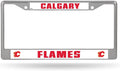 Calgary Flames Chrome License Plate Frame Metal Tag Cover, 6 x12 Inches