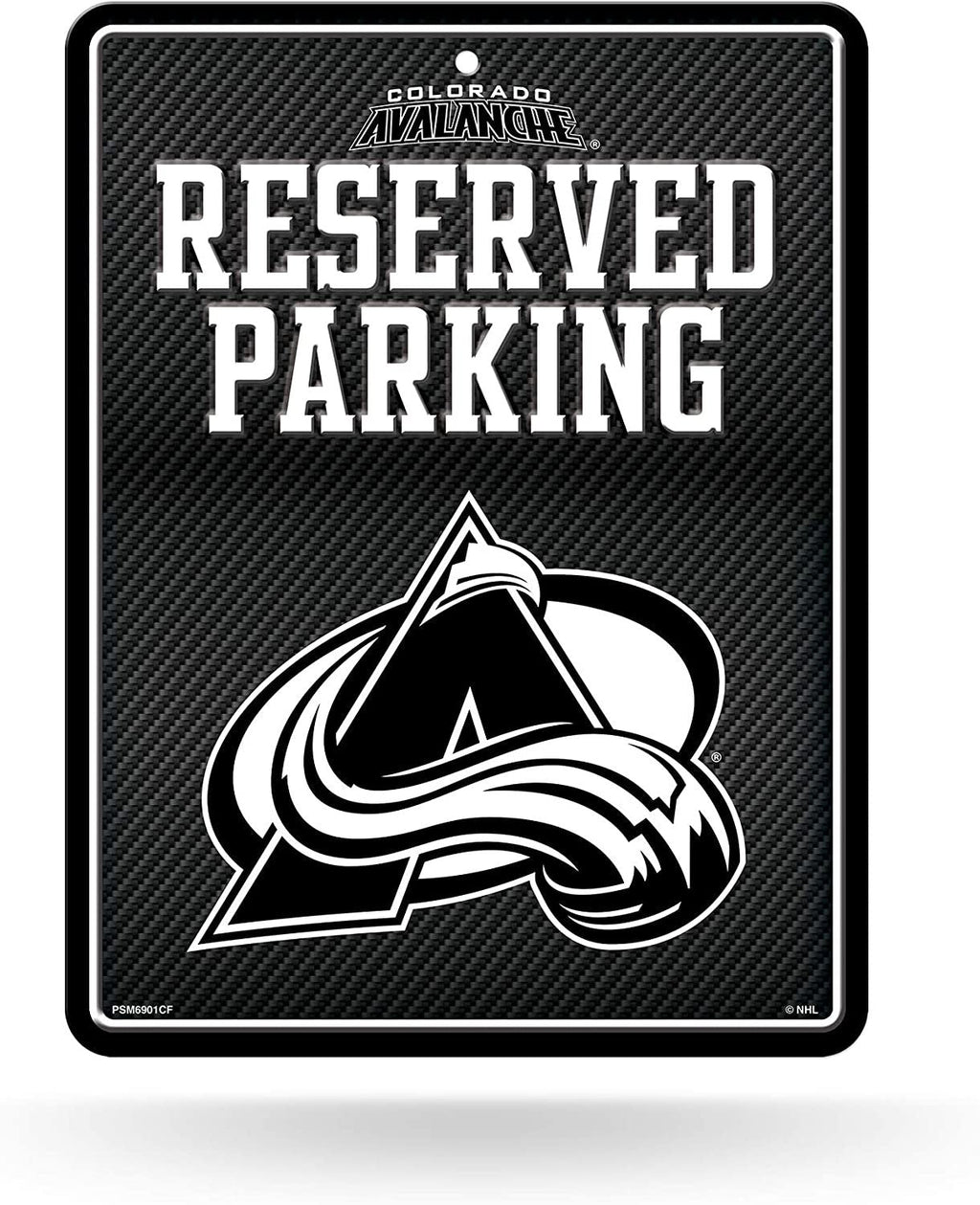Colorado Avalanche Metal Parking Novelty Wall Sign 8.5 x 11 Inch Carbon Fiber Design