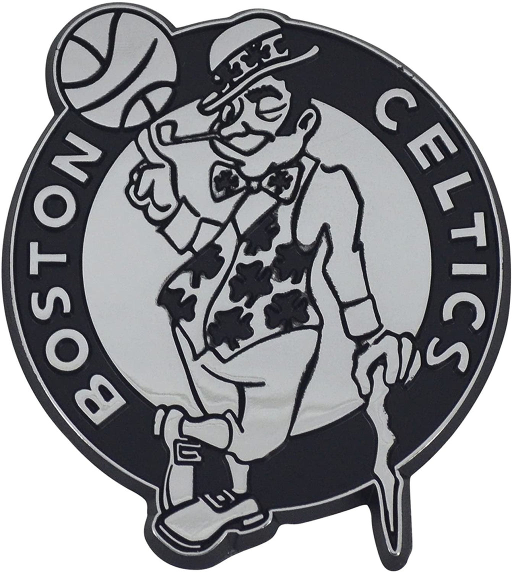 Boston Celtics Premium Solid Metal Raised Auto Emblem, Shape Cut, Adhesive Backing