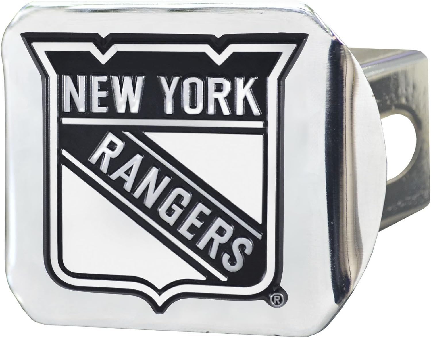 New York Rangers Hitch Cover Solid Metal with Chrome Metal Emblem 2" Square Type III