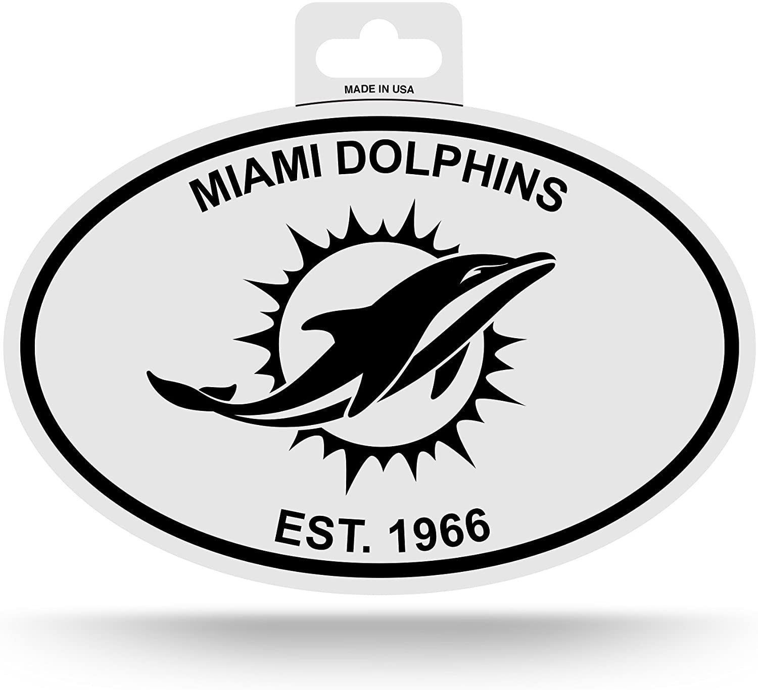 Rico Miami Dolphins Oval Decal Sticker Black and White Car Window Established 1966