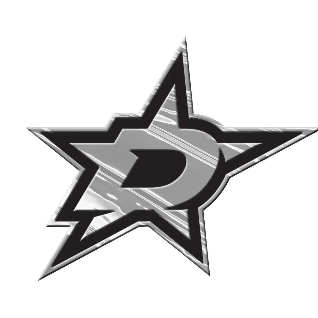 Dallas Stars Auto Emblem, Plastic Molded, Silver Chrome Color, Raised 3D Effect, Adhesive Backing