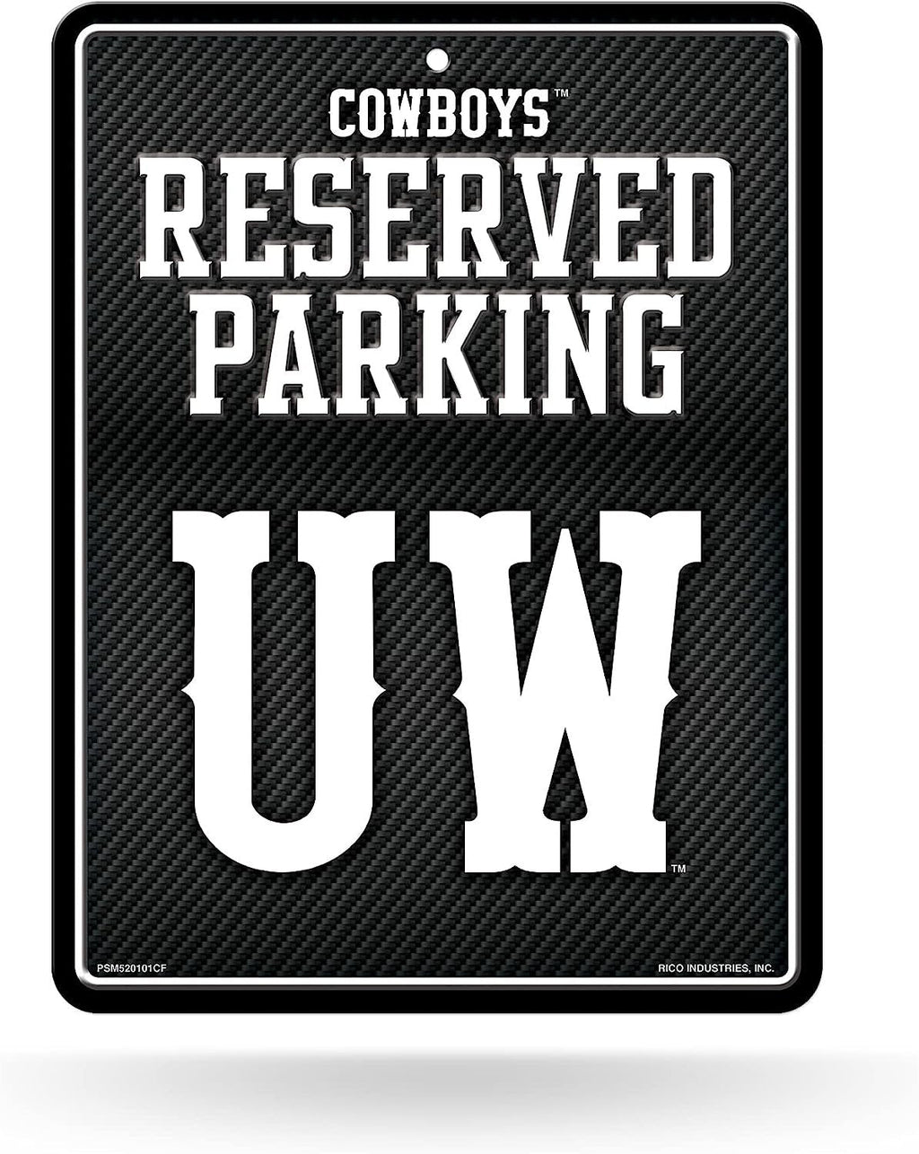University of Wyoming Cowboys Metal Parking Novelty Wall Sign 8.5 x 11 Inch Carbon Fiber Design