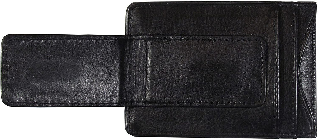 Buffalo Sabres Black Leather Wallet, Front Pocket Magnetic Money Clip, Printed Logo