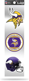 Minnesota Vikings 3-Piece Retro Decal Sticker Sheet, Die Cut, Clear Backing, 3x12 Inch