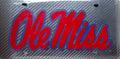 University of Mississippi Rebels Ole Miss Premium Laser Cut Tag License Plate, Carbon Fiber Design, Mirrored Acrylic Inlaid, 6x12 Inch