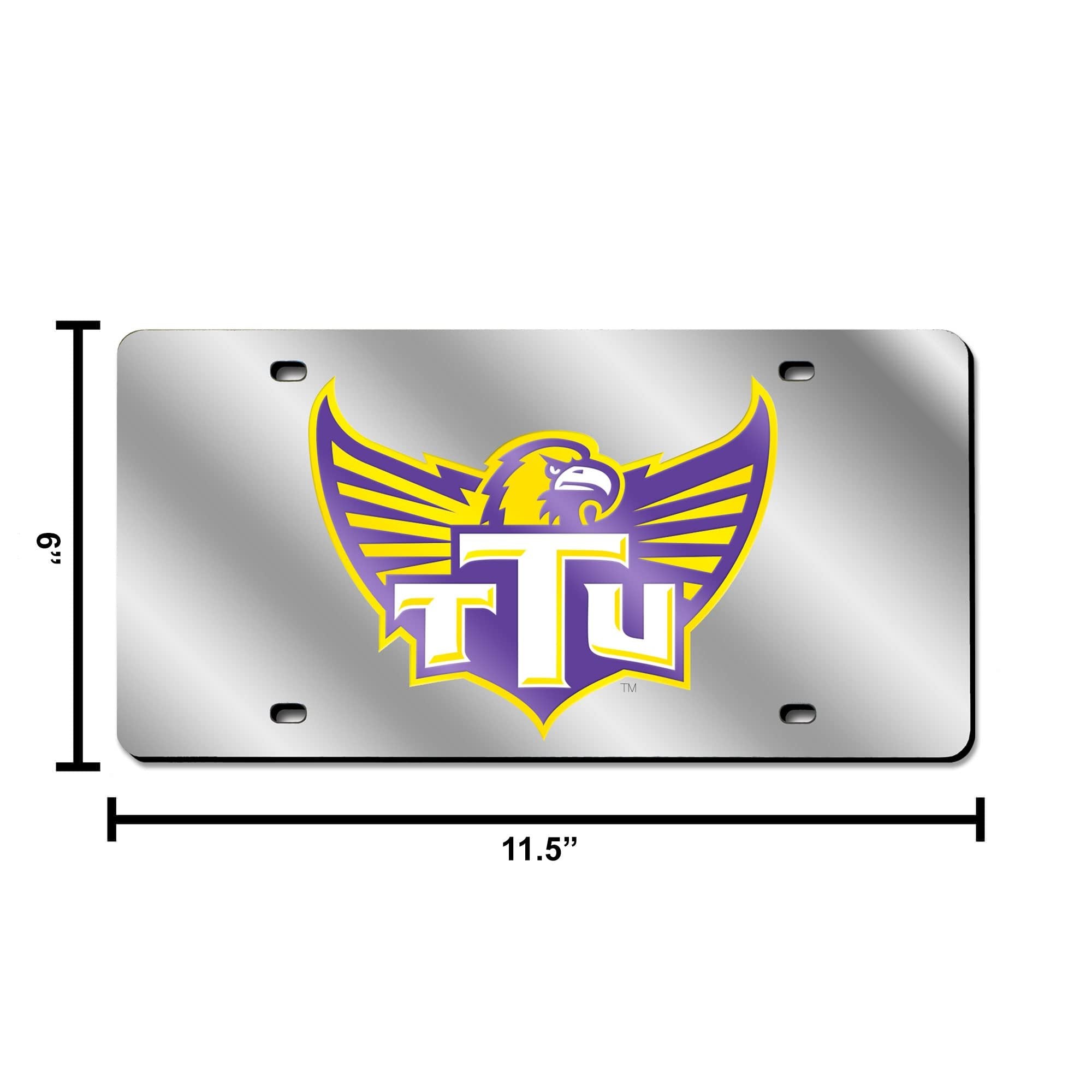 Tennessee Tech University Golden Eagles Premium Laser Cut Tag License Plate, Mirrored Acrylic Inlaid, 12x6 Inch