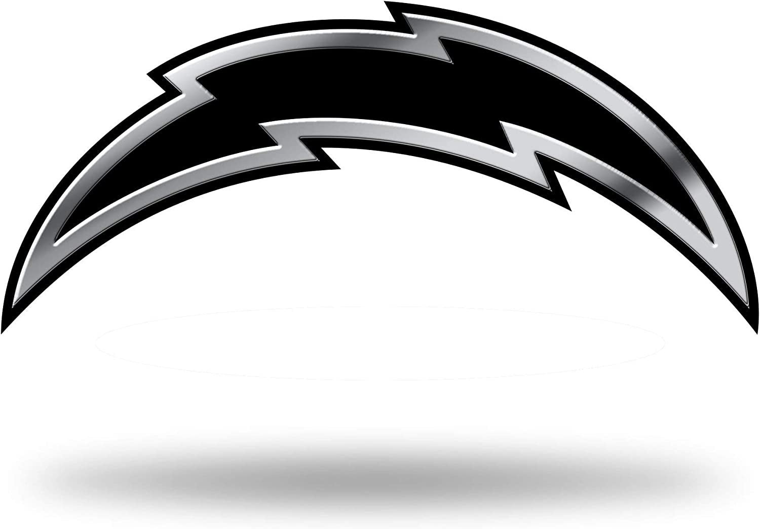 Los Angeles Chargers Auto Emblem, Silver Chrome Color, Raised Molded Plastic, Adhesive Tape Backing