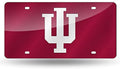 Indiana University Hoosiers Premium Laser Cut Tag License Plate, Red Mirrored Acrylic Inlaid, 12x6 Inch