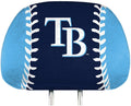 Tampa Bay Rays Pair of Premium Auto Head Rest Covers, Full Color Printed, Elastic, 14x10 Inch