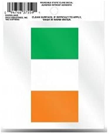 Ireland 3 Inch Static Cling, Full Clear Adhesive Backing, Easy Peel and Stick Application, Removable and Reusable, Made in the USA