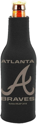 Atlanta Braves 2-Pack Tonal Black Design Zipper Bottle Neoprene Beverage Insulator Holder Baseball