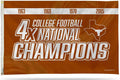 University of Texas Longhorns 4-Time Champions Premium 3x5 Feet Flag Banner, Metal Grommets, Outdoor Use, Single Sided