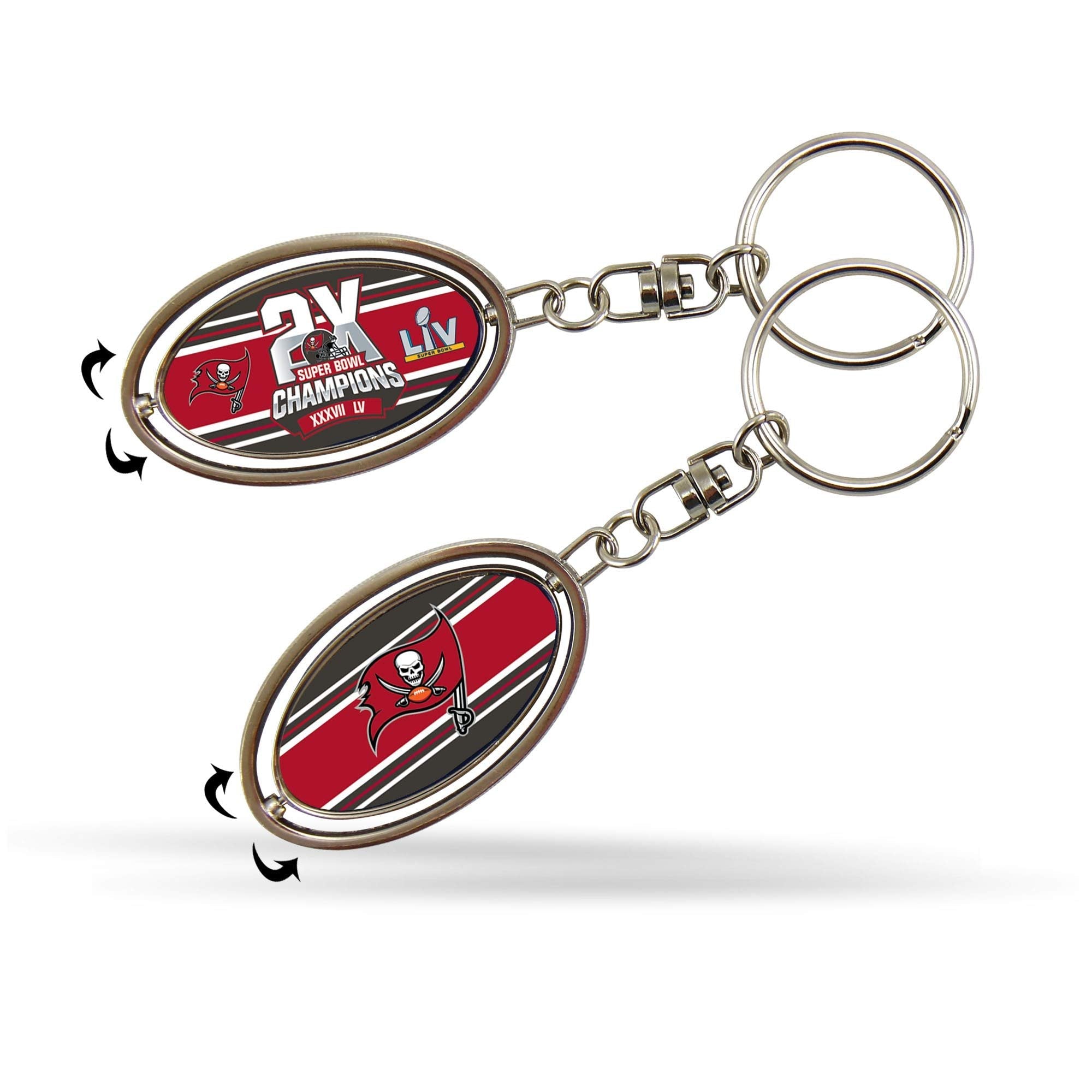Rico Industries NFL Tampa Bay Buccaneers 2 Time Super Bowl Champs Metal Spinner Keychain