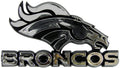 Denver Broncos Auto Emblem, Plastic Molded, Silver Chrome Color, Raised 3D Effect, Adhesive Backing