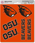 Oregon State University Beavers 6-Piece Decal Sticker Set, 5x6 Inch Sheet, Gift for football fans for any hard surfaces around home, automotive, personal items