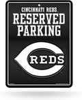 Cincinnati Reds Metal Parking Novelty Wall Sign 8.5 x 11 Inch Carbon Fiber Design