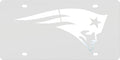New England Patriots Premium Laser Cut Tag License Plate, Frost Style, Mirrored Acrylic Inlaid, 12x6 Inch