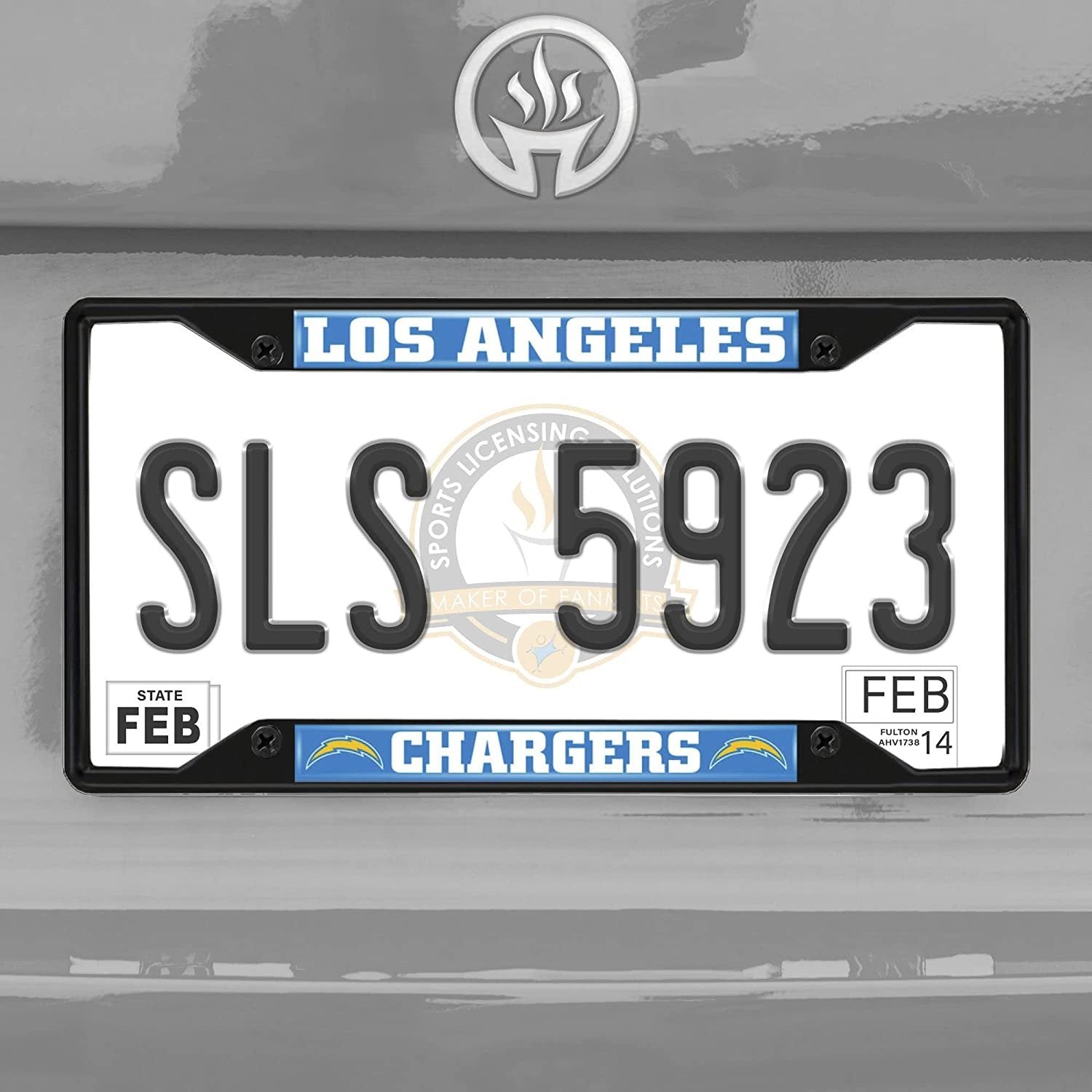 Los Angeles Chargers Black Metal License Plate Frame Tag Cover 12x6 Inch