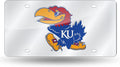 University of Kansas Jayhawks Premium Laser Cut Tag License Plate, Mirrored Acrylic Inlaid, 12x6 Inch