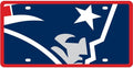 New England Patriots Premium Laser Cut Tag License Plate, Mega Logo, Mirrored Acrylic Inlaid, 12x6 Inch