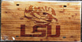Louisiana State University Tigers LSU Premium Laser Cut Tag License Plate, Woodgrain Design, Mirrored Acrylic Inlaid, 6x12 Inch