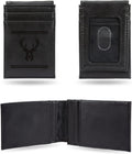 Milwaukee Bucks Premium Black Leather Wallet, Front Pocket Magnetic Money Clip, Laser Engraved, Vegan