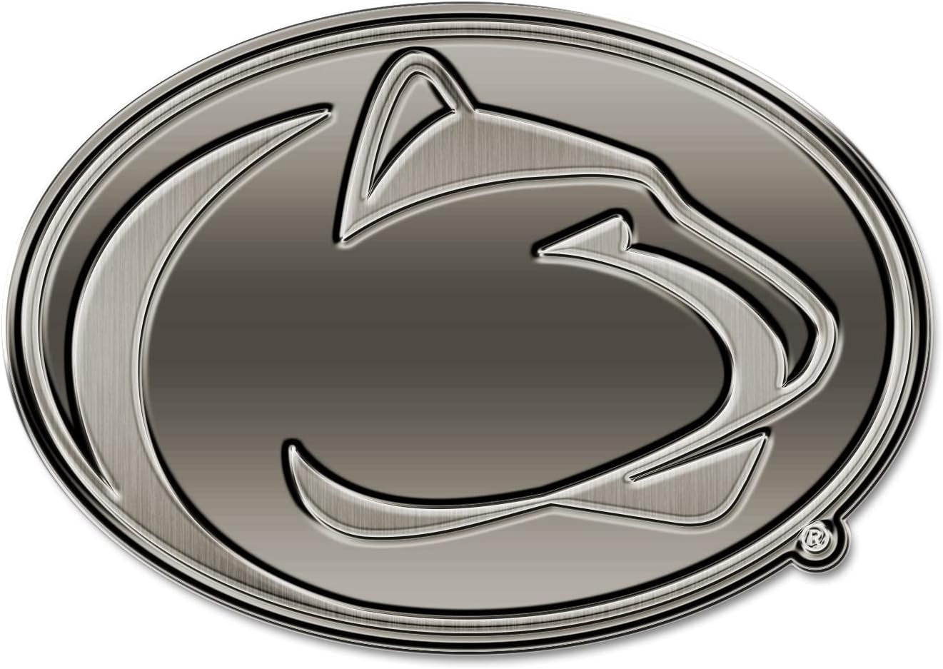 Penn State University Nittany Lions Auto Emblem Solid Metal, Raised, Die Cut, Antique Nickel Design, Full Adhesive Backing, Officially Licensed