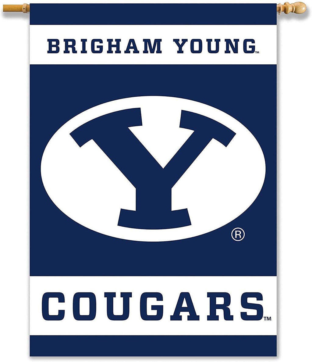 Brigham Young University Cougars BYU Premium 2-Sided Banner Flag, 28x40 Inch, Sleeve at Top for Accepting Pole, Display Pole Sold Seperately