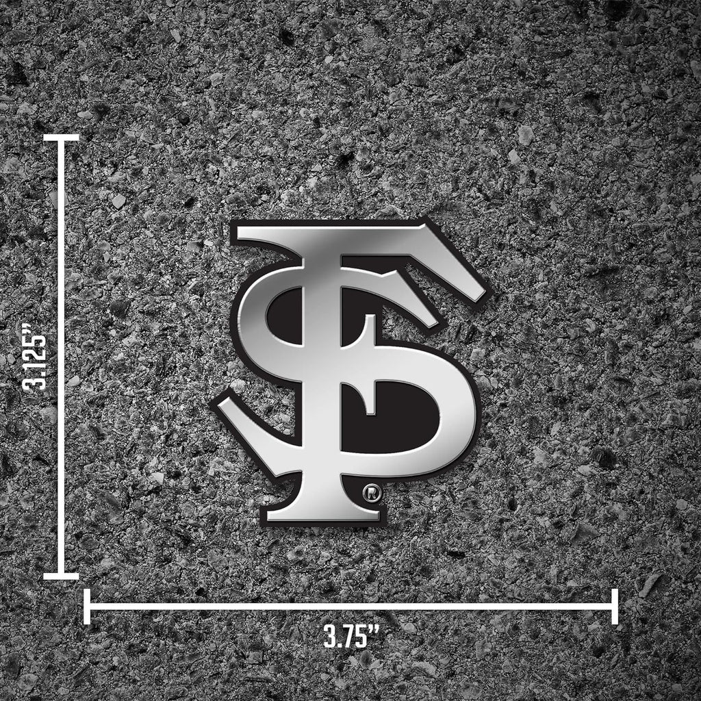 Florida State University Seminoles Auto Emblem, Silver Chrome Color, Raised Molded Plastic, 3.5 Inch, Adhesive Tape Backing