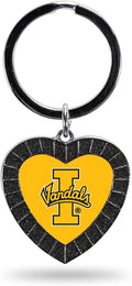 NCAA Idaho Vandals NCAA Rhinestone Heart Colored Keychain, Black, 3-inches in length
