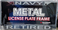 United States Navy Retired Military Chrome Metal License Plate Frame Tag Cover, Laser Acrylic Mirrored Inserts, 12x6 Inch