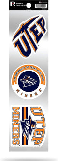 Texas El Paso Miners UTEP Triple Retro Throwback Spirit Decals Flat Vinyl Auto Home Sticker Sheet University of