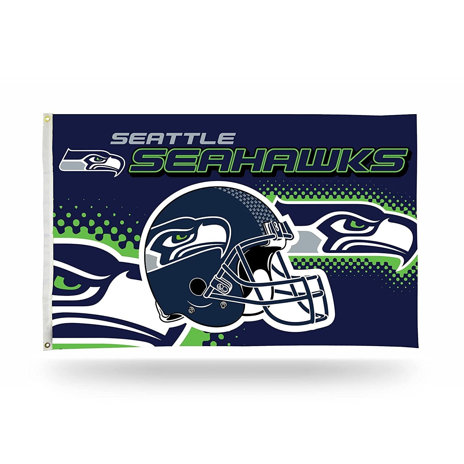 Seattle Seahawks Premium 3x5 Feet Flag Banner, Helmet Design, Metal Grommets, Outdoor Use, Single Sided
