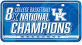 University of Kentucky Wildcats Metal Auto Tag License Plate, 8-Time Champions, 6x12 Inch
