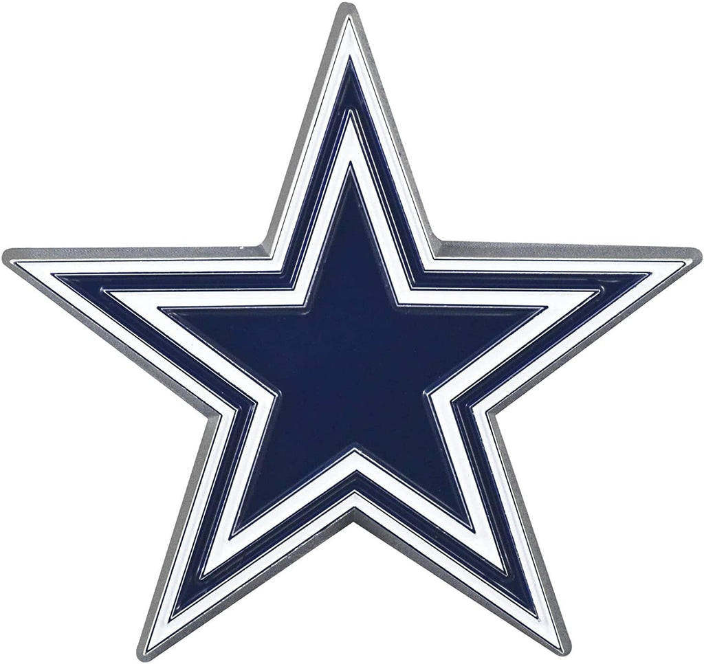 Dallas Cowboys Premium Solid Metal Raised Auto Emblem, Team Color, Shape Cut, Adhesive Backing