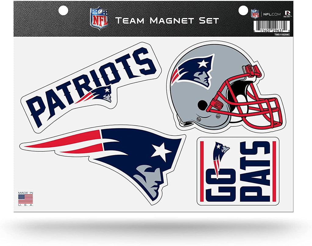 Rico Industries NFL New England Patriots 8.5" x 11" Team Magnet Set for Car, Refrigerator, Fridge, Locker, Office Cabinet