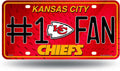 Kansas City Chiefs #1 Fan Metal License Plate Tag Aluminum Novelty 12x6 Inch