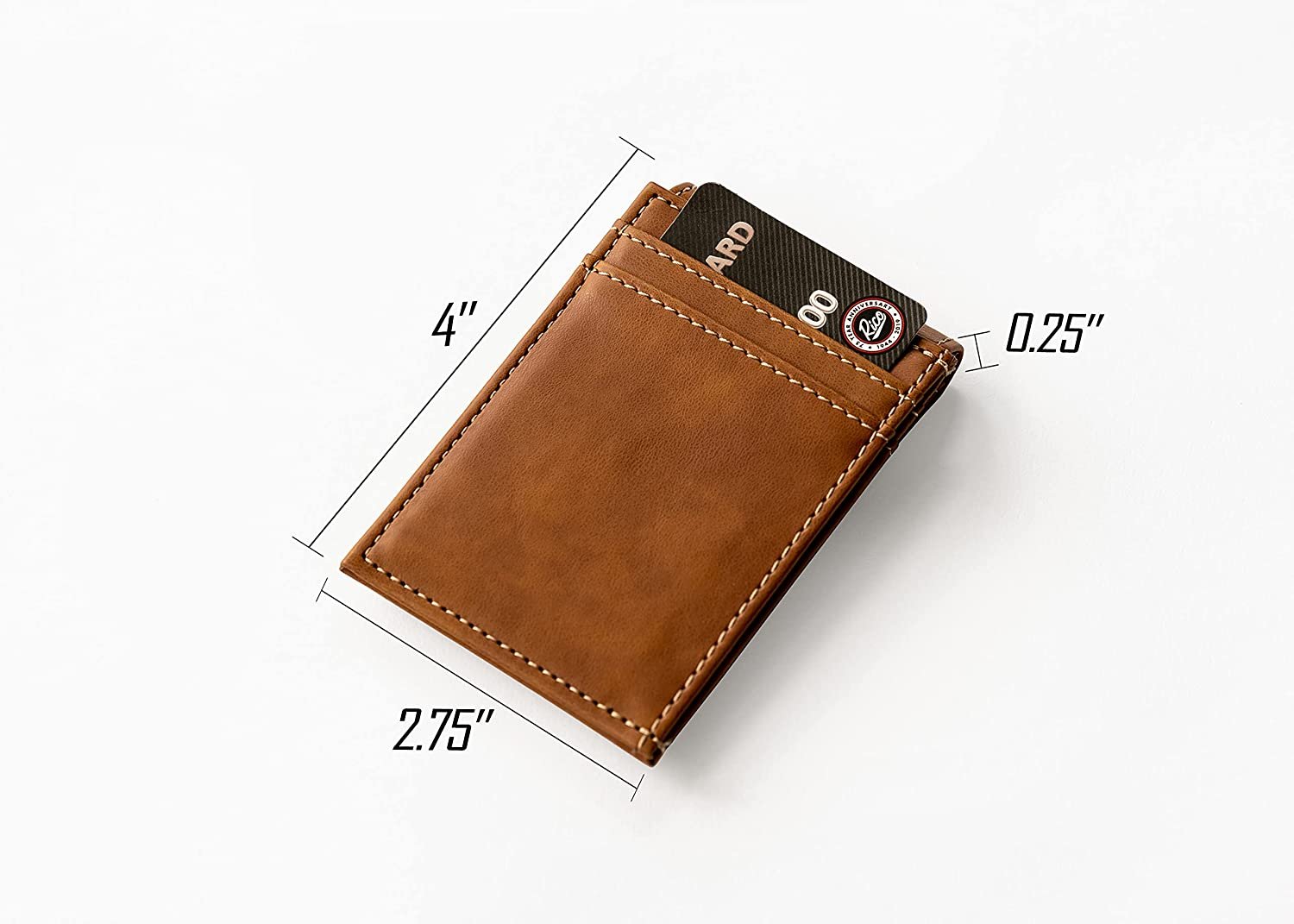 Rico Industries NFL Detroit Lions Premium Laser Engraved Vegan Brown Leather Front Pocket Wallet - Compact and Slim yet Sturdy Design - Perfect to Show Your Team Pride or Gift